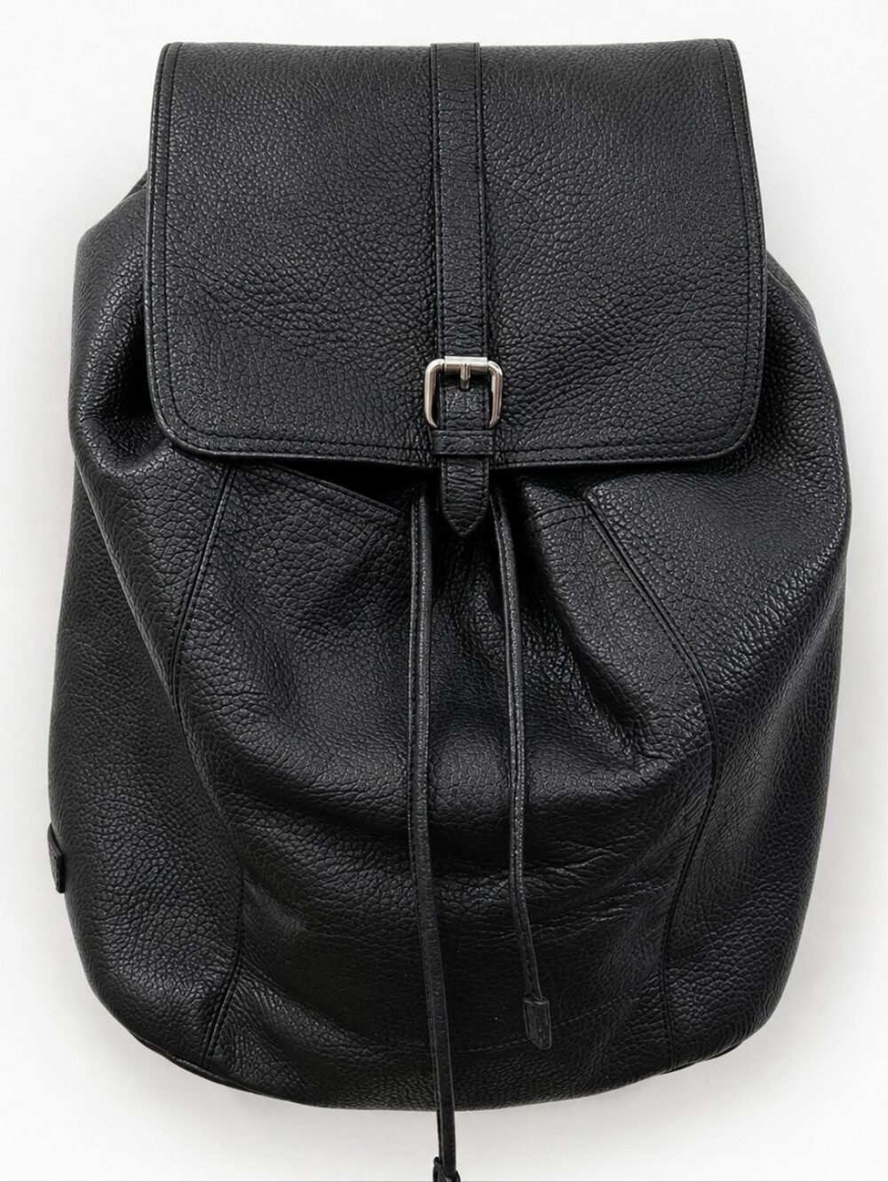 Cole Haan Black Pebbled Leather Backpack Silver Hardware EUC Minimal Luxe Bag